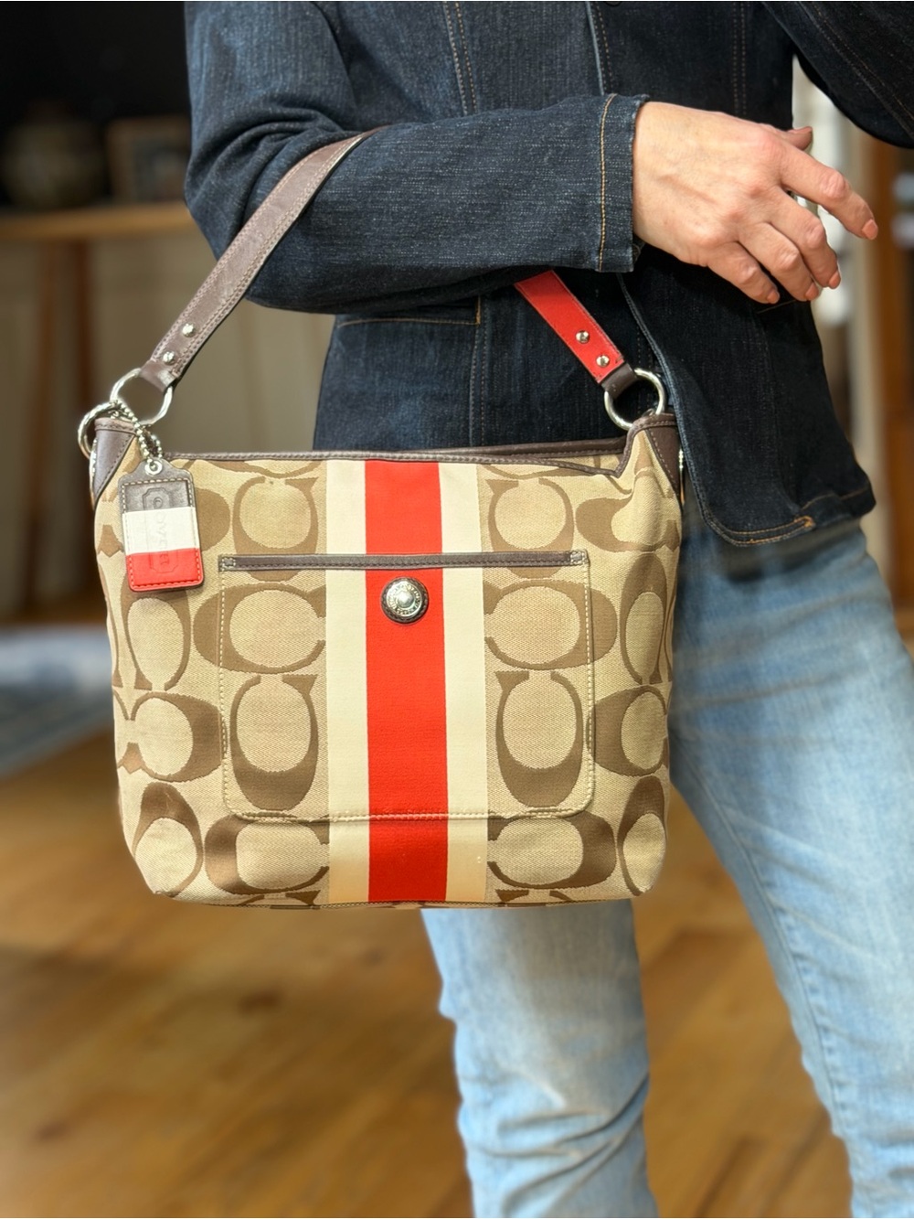 Coach 2012 Y2K Monogram Orange/Tan Crossbody Bag (Fair) - Picture 1 of 15